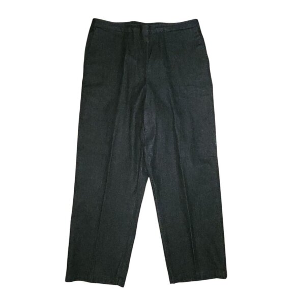 Alfred Dunner Pants Jeans Womens Size 16 Solid All Black Pull On with Pockets - Picture 1 of 5